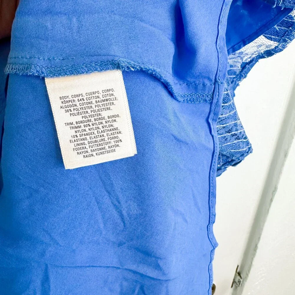 Moulinette Soeurs | Anthropologie Liliflora Lace Mini SunDress in Blue $189 Sz 6 - Picture 6 of 6